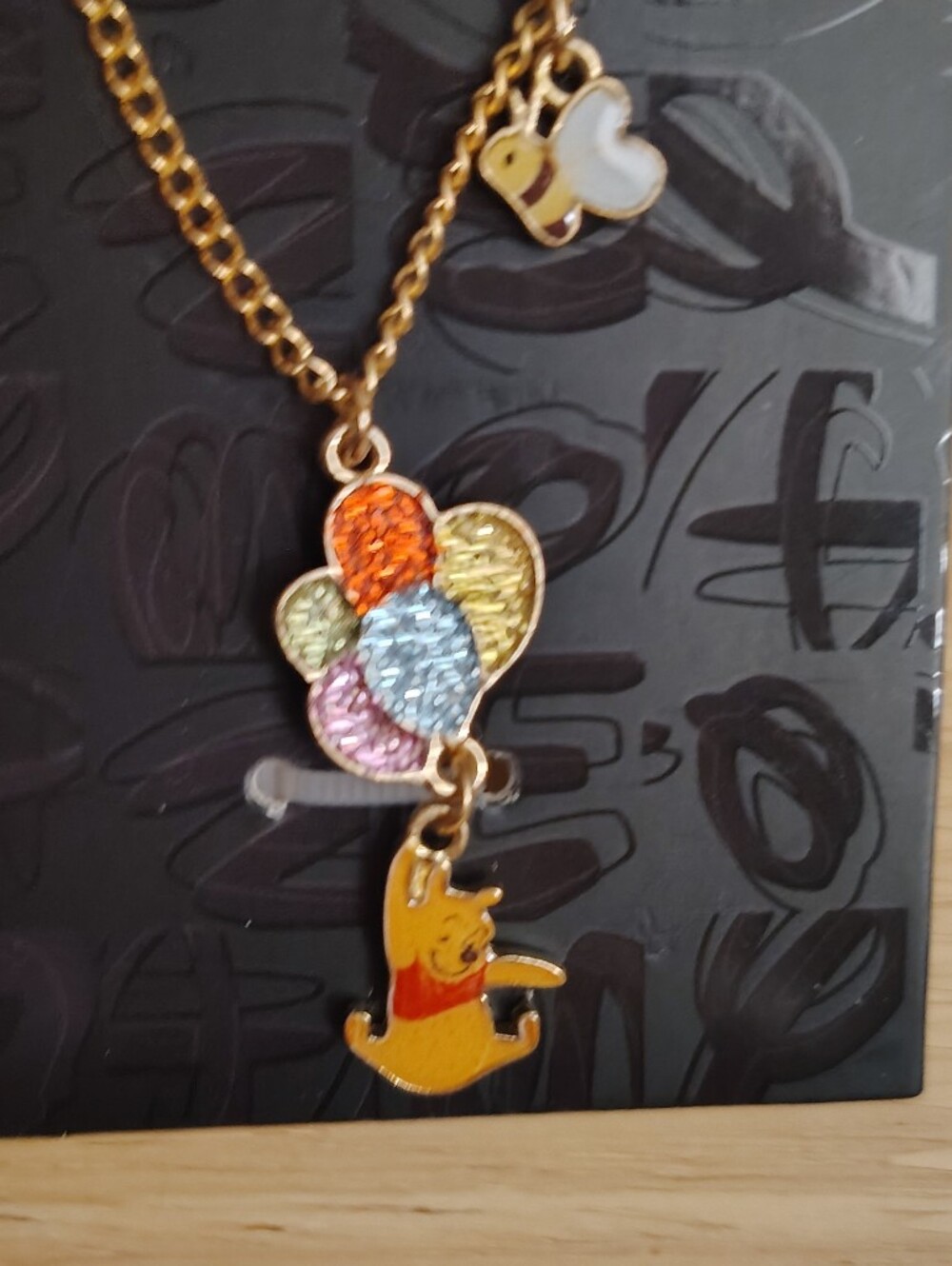 Winnie The Pooh Disney Glitter Balloons Bee Charm Necklace